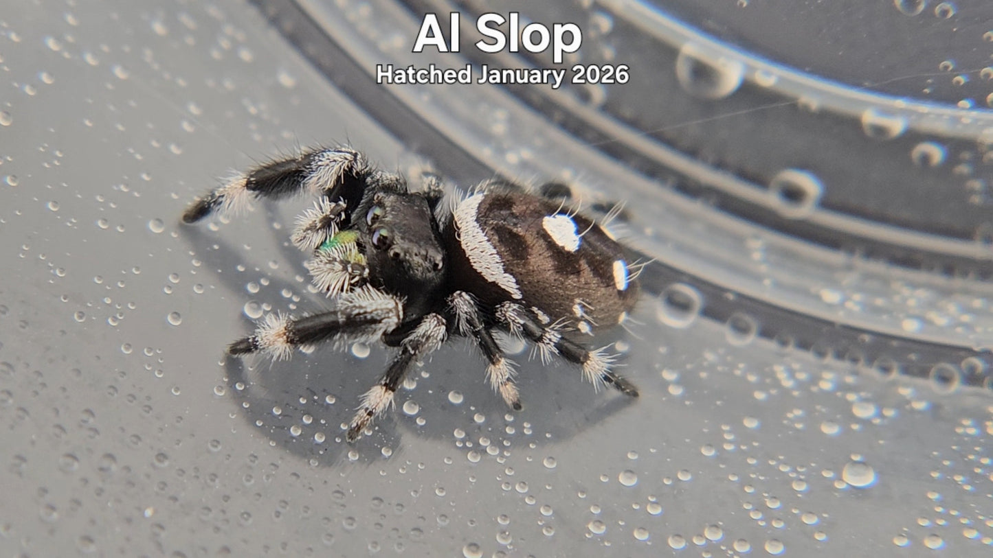 "Al Slop" Male Regal Jumping Spider (Phidippus regius) - Hatched January 2026